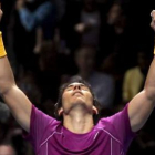 Nadal celebra su pase a la final de la copa Masters.