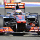 Jenson Button en el circuito de Valencia.
