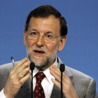 El presidente del Gobierno, Mariano Rajoy, ayer, ante los medios de comunicación.