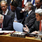 Kerry (derecha) habla junto a Boris Johnson, ministro de Exteriores británico, en el Consejo de Seguridad de la ONU, este miércoles, en Nueva York.