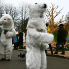 Dos activistas disfrazados de osos polares desfilan junto a Donald Trump durante la cumbre del clima de Bonn (COP23).