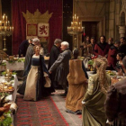 Escena de ‘Isabel’ en la que participan los integrantes del grupo leonés Gratia D’Amore.