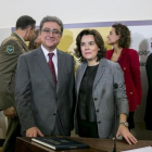 Enric Millo junto a Soraya Sáenz de Santamaría en la toma de posesión del cargo como delegado del Gobierno en Cataluña.