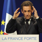 Sarkozy participa en su primer acto de campaña en Estrasburgo.