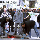 Una ternera comida por los cánidos encabezó la protesta en Valladolid.