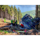 La cabina del teléférico accidentada que ha provocado 13 muertos. CNSAS HANDOUT