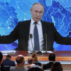 Putin ayer, en la ruede de prensa telemática. MAXIM SHIPENKOV