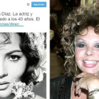 A la izquierda, el tuit errónero del Telediario y, a la derecha, una foto de Marujita Díaz.