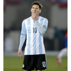 Messi se lamenta en la final de la Copa América.