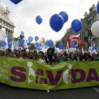 Imagen de la manifestación de ayer en Madrid en contra del aborto.
