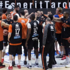 Los jugadores del Valencia Basket durante el entrenamiento previo a la final