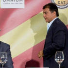 Bartomeu y Laporta, en un acto de la última campaña electoral por la presidencia del Barça.