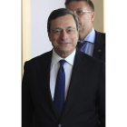 Mario Draghi, a su llegada a la sede del Parlamento Europeo.