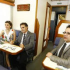 Susana Travesí, Juan Díez y José Antonio Rodríguez, en la presentación del tren.