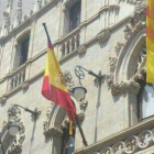 Bandera europa, española y catalana