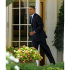Obama, antes de viajar a Cleveland.