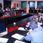 Una imagen de la asamblea de los clubs de baloncesto, en la sede de la ACB en Barcelona