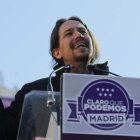 El secretario general del Podemos, Pablo Iglesias, en un acto en Madrid.