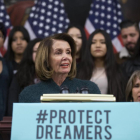 La representante de California Nancy Pelosi ,  una conferencia de prensa instando a la accion del Congreso a favor de los Dreamers, el pasado jueves