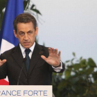 Nicolas Sarkozy, el miércoles, durante un mitin en la isla Reunión.