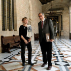 La Premio Nobel de la Paz Jody Williams y Quim Torra. TONI ALBIR