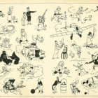 Ilustración de Hergé, de 1937, para las guardas de los álbumes de Tintín.