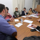 Tudanca y Marqués, junto a otros integrantes del PSOE y el secretario y miembros de UGT.