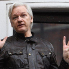 Julian Assange cuando aún estaba asilado en la embajada de Ecuador en Londres.
