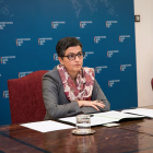 La Ministra de Asuntos Exteriores, Arancha González Laya, durante la reunión por videoconferencia Turismo y fronteras interiores, organizada por la República Federal de Alemania. EFE/Luca Piergiovanni