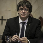 Carles Puigdemont durante una reunión de Govern.