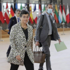 La ministra Arancha González Laya a su llegada a Bruselas. OLIVER HOSLET