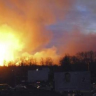Vista del fuego y el humo sobre la ciudad de Uliánovsk.