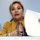 Rosa Valdeón, ayer, en la rueda de prensa que ofreció tras el Consejo de Gobierno.
