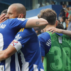 Yuri marcó los dos goles de la victoria ante el Málaga CF. ANA F. BARREDO