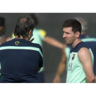 Martino y Messi, en un entrenamiento del Barça.