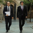 Carles Puigdemont i Jordi Turull antes de la reunion de Govern