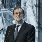 Mariano Rajoy, el pasado 28 de marzo, durante su intervención en la inauguración de una jornada sobre infraestructuras en Barcelona.
