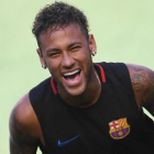 Neymar, en uno de sus últimos entrenamientos con el Barça.