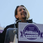 Pablo Iglesias en su mitin en Madrid