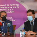 Merino, presidente de la Cámara de Palencia, con Carriedo. A. ÁLVAREZ