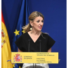 Yolanda Díaz en una comparecencia en la Moncloa. FERNANDO VILLAR