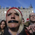Protesta en León contra la ‘ley mordaza’. JESÚS F. SALVADORES