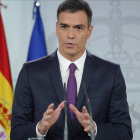 Pedro Sánchez, en la rueda de prensa posterior al Consejo de Ministros. /