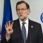 Mariano Rajoy durante la rueda de prensa al término de la reunión de los líderes de la UE. H. WAGNER