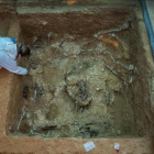 Restos de 60 fusilados de la represión franquista en una fosa común 113 del cementerio de Paterna (Valencia).