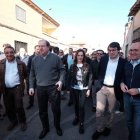 Herrera, Clemente y Fernández Mañueco, durante su visita a la localidad de Villalar. JCYL