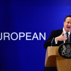 El primer ministro británico David Cameron en la rueda de prensa después del Consejo Europeo este viernes.
