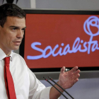Pedro Sánchez, durante la rueda de prensa posterior a la reunión de la Ejecutiva socialista.