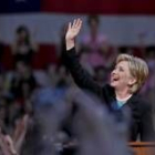 La senadora Clinton, ayer, en el acto de despedida de sus seguidores