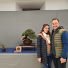 Rubén Cierzar y su mujer, Lorena Vilas, junto al pino silvestre ganador. DL